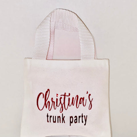 Mini White Personalized Tote Bag