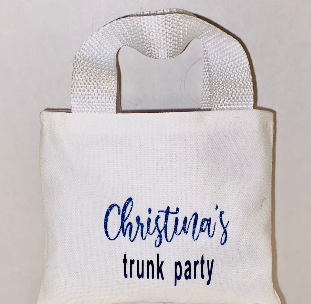 Mini White Personalized Tote Bags