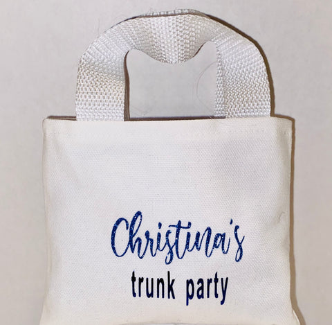Mini White Personalized Tote Bags